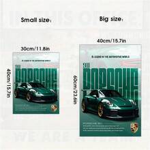 1件綠色 911 GT3 無框帆布海報，巨型粗體字母賽車印花，車庫男士空間汽車牆面裝飾，跑車愛好者禮物 - 911-B - 查看 5