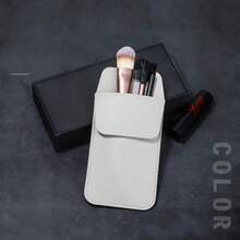 Minimalist Modern PU Leather Eyebrow Pencil Case With Fixed Pen Clip, Portable Brow Liner Storage Sleeve For Daily Commute, Travel, Makeup Artist On-Go Touch Up & Vanity Desk Organizer - Multicolor - View 1