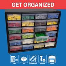 Plastic Storage Cabinet For Garage Organization, Bead Organizer, Building Bricks Storage, Teacher Toolbox, Makeup Organizer, 20" W X 6" D X 16" H, 10124 - Black - View 4