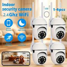 1pc/2pcs/4pcs WiFi Security Camera, Indoor Monitoring Camera, High Definition Camera With 355° View, Two-Way Audio And Night Vision, Remote Control, Suitable For Indoor Use, Can Be Viewed Anytime Anywhere Via App, Ideal Gift For Christmas, Thanksgiving And Other Holidays - Multicolor - View 2