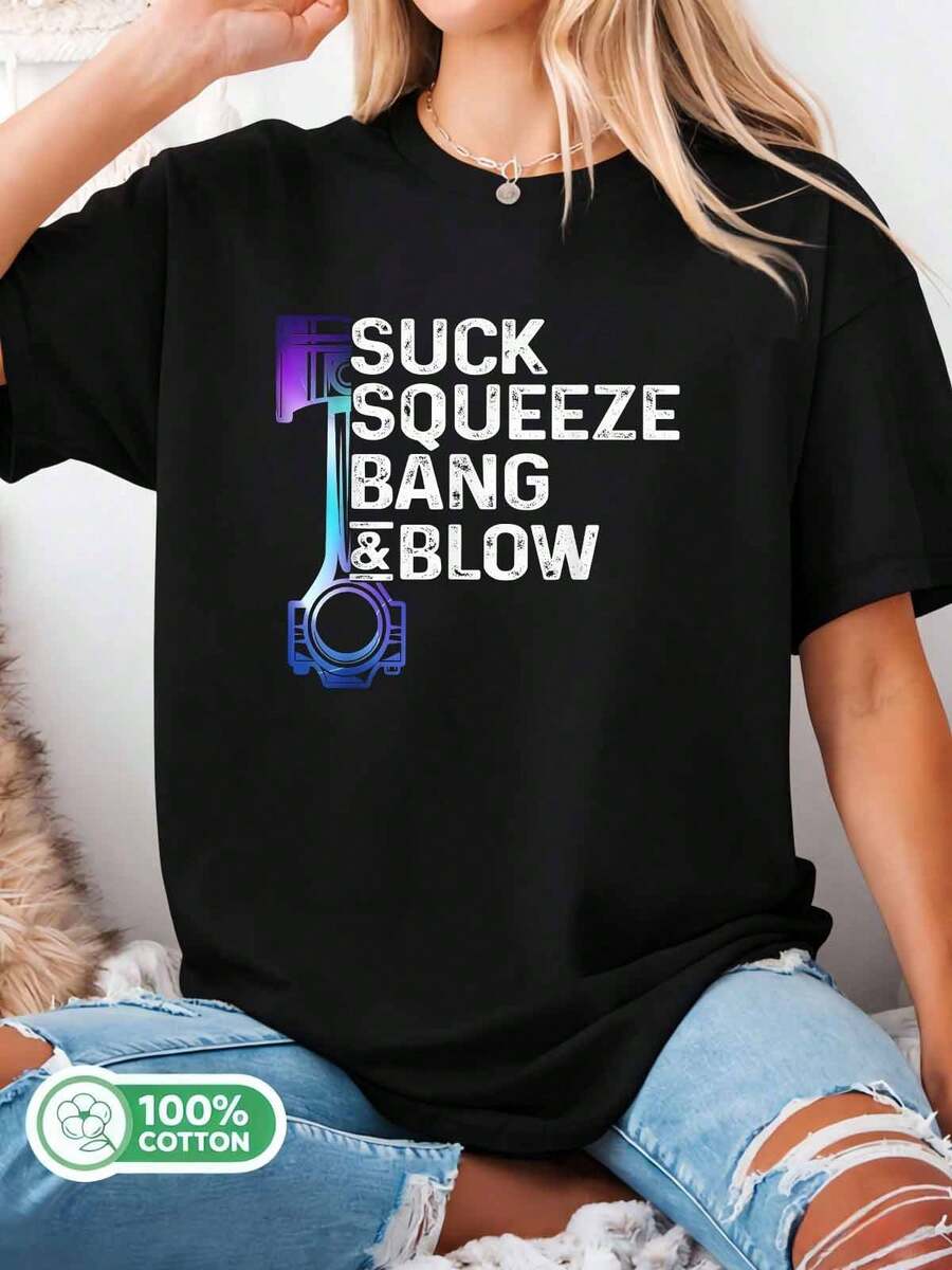 Mechanic_Suck_Squeeze_Bang_&_Blow_Engine_T-Shirt - 黑色 - 查看 1