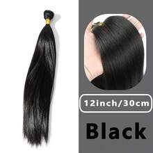 1pc Best-Selling Straight Hair Extension! Heat-Resistant Straight Sew-In Hair Extension, #1B Matte Color, 12-28 Inches, Hand-Woven, Suitable For Women DIY Hairstyles - Black - View 18