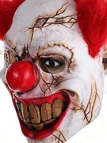 Adult Horror Killer Clown Mask, Scary Halloween Clown Mask With Red Hair, Suitable For Halloween, Carnival, Costume Party And Horror Themed Events, Ideal Holiday Gift For Family And Friends - Multicolor - View 4