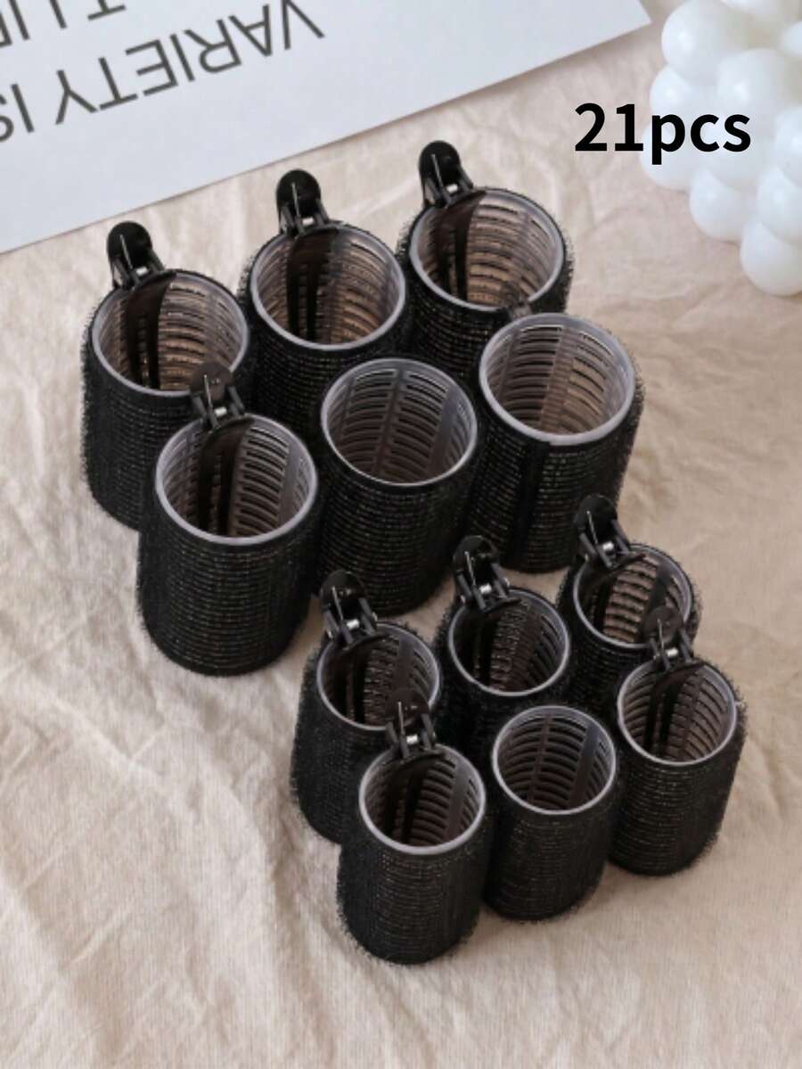 21件/2件大號夾式捲髮器,自抓式捲髮器,適用長/中/短髮及瀏海,DIY美髮造型工具,髮飾,美髮工具 - 黑色 - 查看 1
