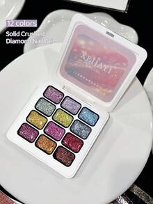 XEIJAYI 12 Colores Esmalte de Uñas Gel con Patrón de Purpurina y Piedras Brillantes de Alta Saturación Semisólido, Adecuado para Uso Especial en Salones de Uñas - Multicolor - Ver 9