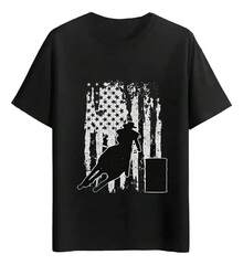 Playeras Silueta Vaquero Bandera Estadounidense - Negro - Ver 1