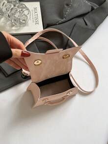 2026 Super Textured Lipstick Case Mini Square Handbag New Solid Color Versatile Tote Bag Women's Bag - Pink - View 12