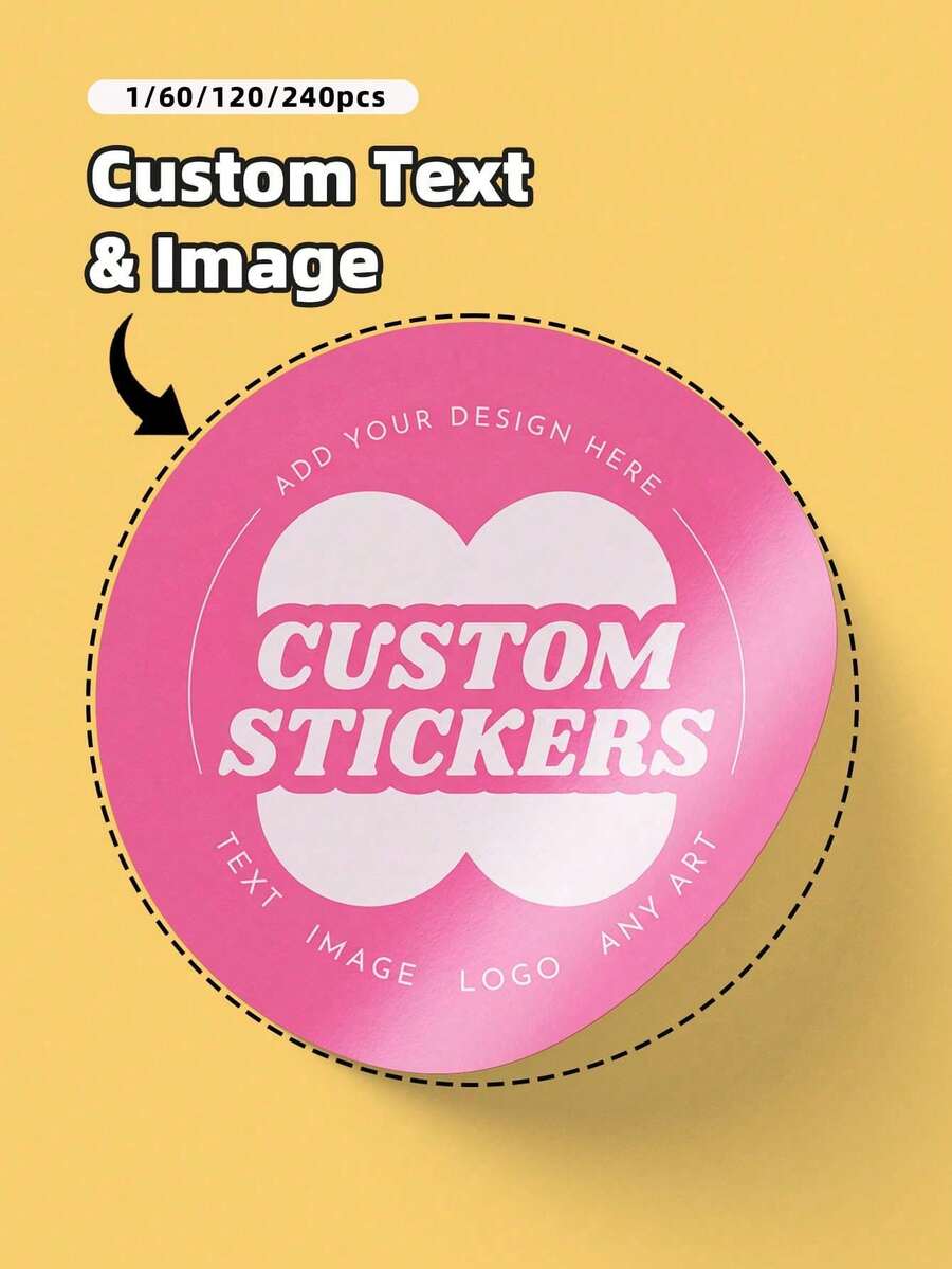 1/60/120/240 Pcs Customized Round Stickers - Personalized Design Stickers, Customized Thank You Labels, Customized Logo Stickers, No Ironing Required, Perfect For Gift Packaging, Party Decoration, Birthday Party Styling, Journaling, Office Organization, Home Decor, Business Promotion - Multicolor 1 - View 1