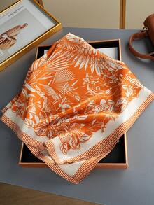 1pc Fashionable 27.56inch Square Headscarf All-Season Scarf New Floral Silk Scarf 70*70cm Square Scarf Luxury Printed Silk Scarf Women's Neck Scarf Casual Polyester - Multicolor - View 4