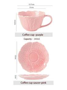 Asymmetric Hand-Painted Floral Glazed Ceramic Mug, Milk Cup, Coffee Cup And Saucer Set, High-Quality Cup, Teacup, Water Cup, Cup And Saucer Set - Multicolored Flower-shaped Cups, Bowls and Plates - View 2