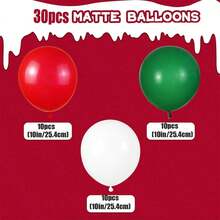 30 piezas Globos Rojos & Verdes 10in/25.4cm Globos de Látex Rojos, Verdes y Blancos, Perfectos para Cumpleaños, Boda, Día de San Valentín, Navidad, Año Nuevo, Ceremonia de Apertura, Graduación, Decoración del Hogar, Arreglo de Globos, Fiesta de Globos, Accesorios de Fotografía, Fondo de Foto de Registro, Accesorios de Foto, Decoración de Naturaleza Muerta - Ver 3