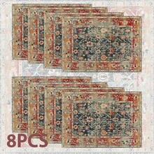 1pc/4pcs/6pcs/8pcs, Vintage Bohemian Style, Suitable For Dining Table, Breakfast Mat, Coffee Bar, All-Season Decor, Washable Table Mat, Room Decoration, Kitchen Dining Table Mat, Indoor/Outdoor Party Decor, Home Decor, Ideal Gift - Multicolor - View 11
