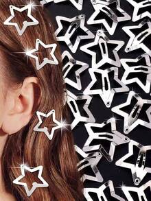 10 pièces/40 pièces/100 pièces Pinces à cheveux étoile à cinq branches Y2K, mignonnes pinces BB étoile or+argent aléatoires, convient aux filles et aux femmes pour un usage quotidien et décontracté, pour fixer les cheveux lâchés et les queues de cheval - Multicolore - Voir 9