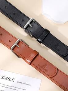 1pc Kids Solid Color PU Unisex Belt, Minimalist Daily Pants Decorative Strap - A - View 4