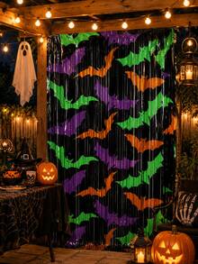 2set Halloween Colorful Bat Decorations, Suitable For Front Door, Entrance, Windows, Spooky Porch Decor Set, Indoor And Outdoor Halloween Home Decoration, Reusable, Also Suitable As Small Gifts Or Holiday Decoration Set - Multicolor - View 7