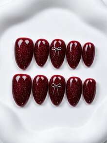 Shecass 10pcs Handmade Nails Press On Nails Short Nails For Summer Vacation Graduation Party - 彩色 - 查看 3