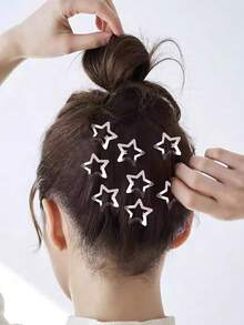 10 pièces/40 pièces/100 pièces Pinces à cheveux étoile à cinq branches Y2K, mignonnes pinces BB étoile or+argent aléatoires, convient aux filles et aux femmes pour un usage quotidien et décontracté, pour fixer les cheveux lâchés et les queues de cheval - Multicolore - Voir 8
