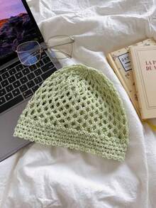 1pc Women's Y2K Cute Casual Fashion Handmade Crochet Hollow Knit Bucket Hat, Suitable For Outdoor, Photography And Daily Wear - Multicolor - View 4