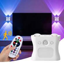1pc/2pcs RGB Motion Sensor Wall Light, Rechargeable Magnetic Night Light, 3 Color Temperatures, Remote Control (Battery Not Included), Dimmable, Suitable For Bedroom, Hallway And Stairs - RGB Wall Light - View 3