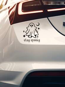 1件 Stay Spooky 幽靈乙烯貼紙－自黏半啞光萬聖節貼紙，適用於汽車、筆電、水壺，單次使用不對稱造型 - Stay Spooky - 查看 2