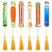6pcs Cute Panda Animal Tassel Bookmarks, Reading Page Markers - Multicolor - View 1