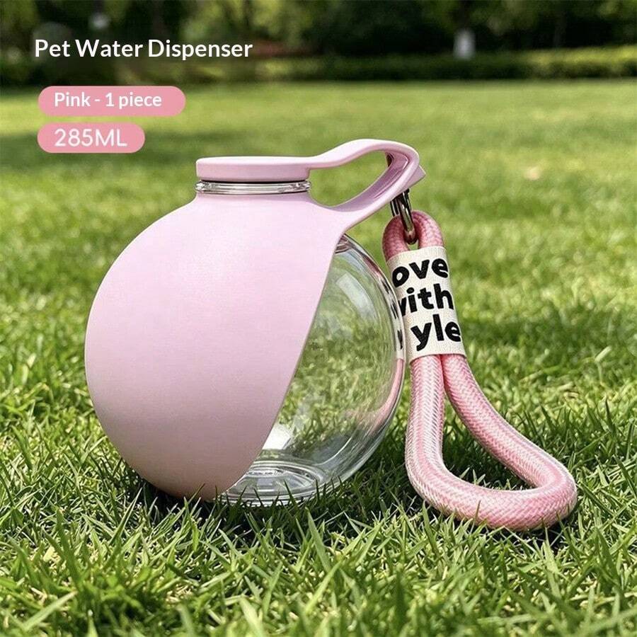 1pc Portable Pet Water Bottle, Hanging Ball-Shaped Refillable Folding Water Dispenser, Outdoor Cat And Dog Water Bowl, Feeding Water Bottle, Outdoor Water Storage Tool