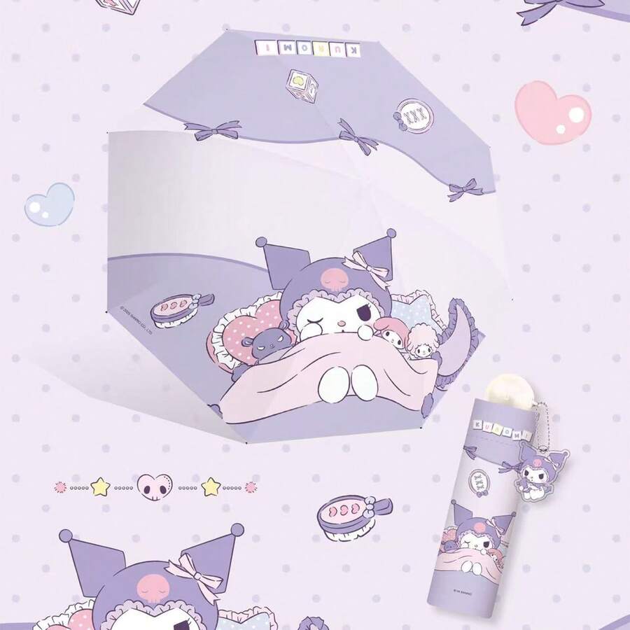 1件 Sanrio 正版授權可愛卡通 Kuromi 晴雨傘,便攜防紫外線動漫遮陽傘 - 多色 - 查看 1