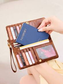 FOREVER MIYIN Minimalist Leopard Print Women Wallets, Multi Card Holder Wristlet Coin Purse, Large Capacity Passport Organizer Bags For Daily Travel Essentials - Multicolor - View 5