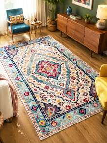 Chilai Home Boho Rug, Runner Rug, Washable Floor Mat for Home Decor, Livingroom rug, Non-Slip Kitchen Runner Rug, Made in Turkiye 80x200 cm, 80x300 cm,100x200 cm, 120x180 cm - 淺灰紫 - 查看 2