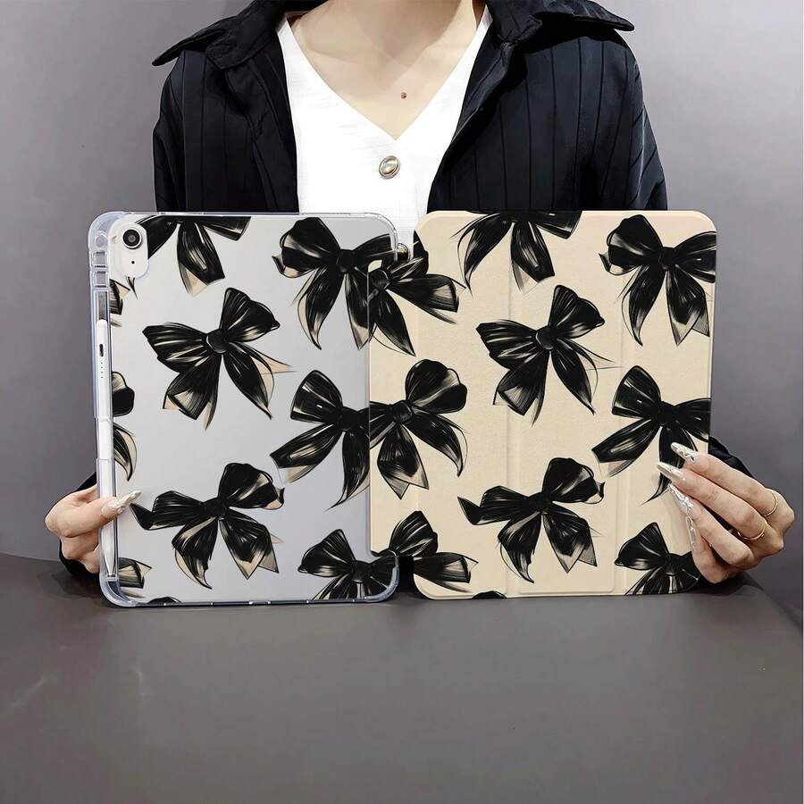復古黑色蝴蝶結印花平板保護殼,適用於 iPad 10代 10.9 吋 2022/Air 13(M3 2025)/Air 11(M3 2025),兼容 、Pad、MatePad、Pad、Honor 平板 - 彩色 - 查看 1