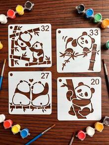 36pcs Panda Shape Hollow Stencils DIY For Wood, Wall, Ceramic, Gift Box, Planner Spray Painting Decoration Tools - Cute Panda - View 6