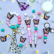 10/20/25Pcs Butterfly Shaped Beads Set - Includes Butterfly Shaped Main Beads And Round Beads, Multiple Colors Available, Suitable For DIY Jewelry Accessories And Handmade Crafts - Multicolor - View 4