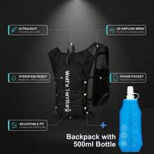 Chaleco de hidratación ligero de 5L para correr, adecuado para trail running, senderismo, maratón y ciclismo - Negro - Ver 9