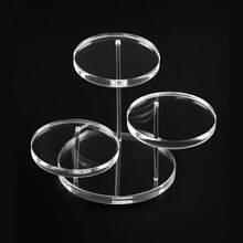 1pc 3-Tier Transparent Display Stand, Thickened Acrylic, Ring And Watch Display, Mini Manual Base Multi-Layer Stepped Tray, Jewelry And Perfume Storage, Dessert And Candy Display Rack, Jewelry Tower - Multicolor - View 2