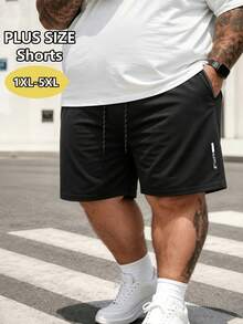 Plus Size Men's Summer Casual 9-Inch Shorts, Lightweight Quick-Dry Cool, With Zipper Pockets And Drawstring, Plus Size Men's First Choice - Black - View 8
