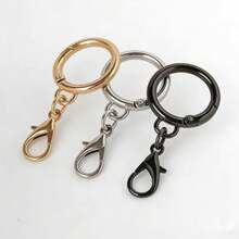 1pc Double-Button Electroplated Lobster Clasp Metal Jewelry Bag Charm Accessory, Fur Ball Pendant Ring, Detachable Spring Ring Hook For Keys, Dolls, Pendants And Small Items, DIY Short Chain Bag Strap Connector - Multicolor - View 3