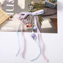 1pc Daily Pastel Beaded Bag Charm, Pink And Blue Ribbon With Fruit, Suitable For Daily Use - Multicolor - View 5