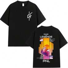 Le Monde Chico T-Shirt PNL Album Rappeur Français Impression Graphique T-Shirt Homme Femme Mode Hip Hop Manches Courtes T-Shirt Streetwear - Q09932-Noir - Voir 1