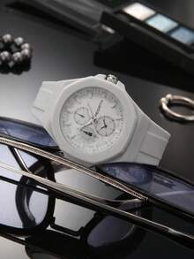 REBIRTH A Stylish, Simple, And Casual Women's Watch With A Quartz Movement And A Silicone Strap, Suitable For Everyday Wear. - Grey - View 2