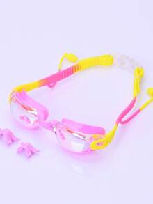 Silicone Teenagers Swim Goggles, Anti-Fog Waterproof Swimming Eyewear - Lake Blue Purple Crossing Colors - View 1