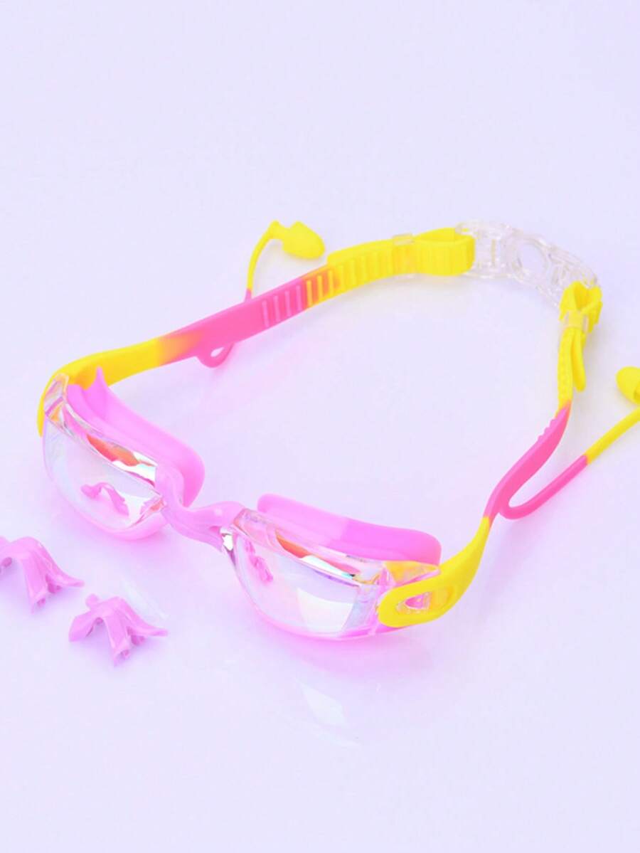 Silicone Teenagers Swim Goggles, Anti-Fog Waterproof Swimming Eyewear - Lake Blue Purple Crossing Colors - View 1