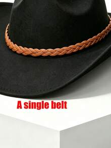 1pc Unisex Western Cowboy Hat, Felt Hat, Riding Hat, Summer Sun Protection Hat, Minimalist And Fashionable. Suitable For Daily Wear, Parties, Outdoor Riding, Western Theme Events, Cosplay, Music Festivals And More. - Brown Braided Hat - View 11