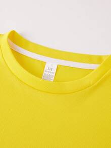 Boy's Number 7 Birthday Party T-Shirt, Featuring A "Birthday Boy" Print In Green Lettering, A Casual Short-Sleeved Sporty Style With Stadium Numbers And A Soccer Ball Design. - Kuning - View 6
