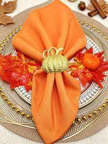1pc/4pcs/6pcs/12pcs Thanksgiving Autumn Napkin Rings - Gold, Silver, Bronze Pumpkin Napkin Rings, Gold, Silver Maple Leaf Napkin Rings - Autumn Thanksgiving Halloween Dinner Table Decor - Multicolor - View 8