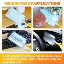 Juego de 11 piezas de plumero electrostático desechable azul (10 paños de polvo + 1 mango), un artículo imprescindible para la limpieza del hogar y del coche, muebles, teclado y plumero para coche con cabezales de repuesto, una herramienta de limpieza multifuncional - Talla única - Ver 7