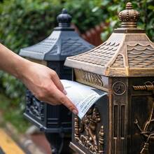Rust-Resistant Cast Aluminum Mailbox With Lock, For Pole Mounting, Large, Bronze - C - View 4