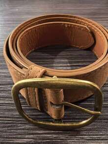 1pc Suede Brown Buckle Simple Fashion Versatile Decorative Belt, Suitable For Jeans, Skirts, Casual Wear, Daily Outfits - Brown - View 3