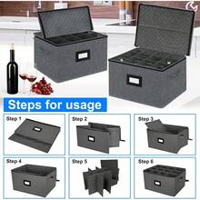 Boîtes de rangement pour verres à pied - Gris foncé 2 pièces - Voir 4