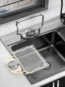 Kitchen Suction Cup Drain Rack, No-Drill Folding Drain Rack, Kitchen Waste Sink Filtration Net Holder, Kitchen Trash Filtration Rack, Residue Filtration Net, Household Filtration Net Drain Rack, Drain Net, Sink Residue Vegetable Filtration Rack, Leftover Food Sink Drain Rack, Filtration Food Residue Net Bag Suction Cup Sink Filter Basket, Trash Filter, Towel, Cloth Storage Rack For Kitchen Cleaning Supplies, Space-Saving Kitchen Drainage Solution - View 4