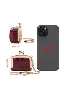 FOREVER MIYIN Minimalist Crocodile Pattern Microfiber Mini Jewelry Box With Kiss Lock And Keychain Coin Purse, Travel Jewelry/Necklace/Ring/AirTag Storage Box, Cosmetic Organizer Bag - Multicolor - View 11